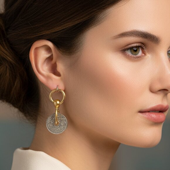 1930's Historic Charm: French Equatorial Africa Coin Earrings - Unique & Classy - Picture 1 of 4